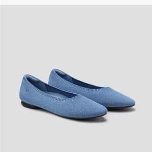 Vivaia Almond-Toe Ballet Flats Blue Knit Flats Loafers
